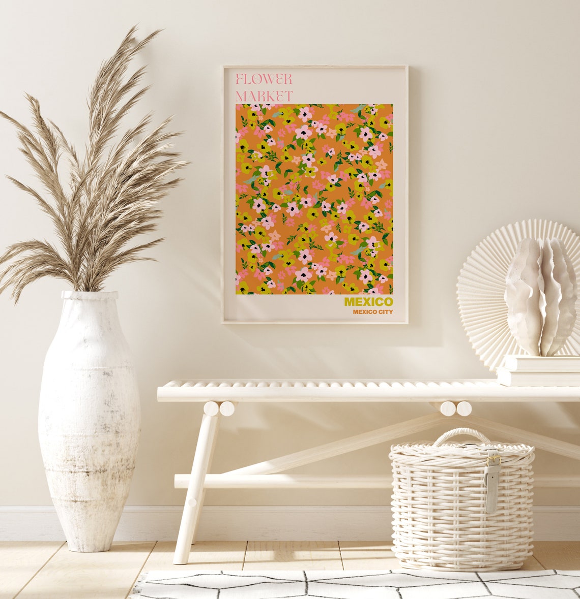 Mexico City Poster Personalised Travel Poster Mexico City Flower Market Print Floral Wall Decor Mexico Travel Poster - Image 3