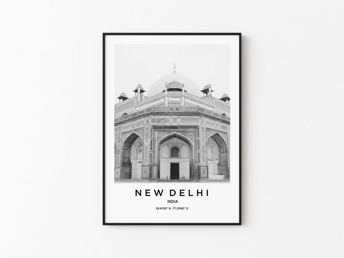 New Delhi Travel Poster, Map Art Print
