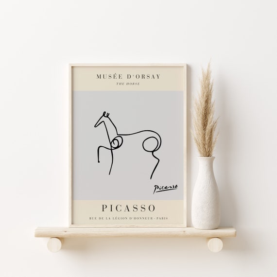 Picasso The Horse Exhibition Vintage Line Art Poster Minimalist Line Drawing Ideal Home Decor Or Gift Print