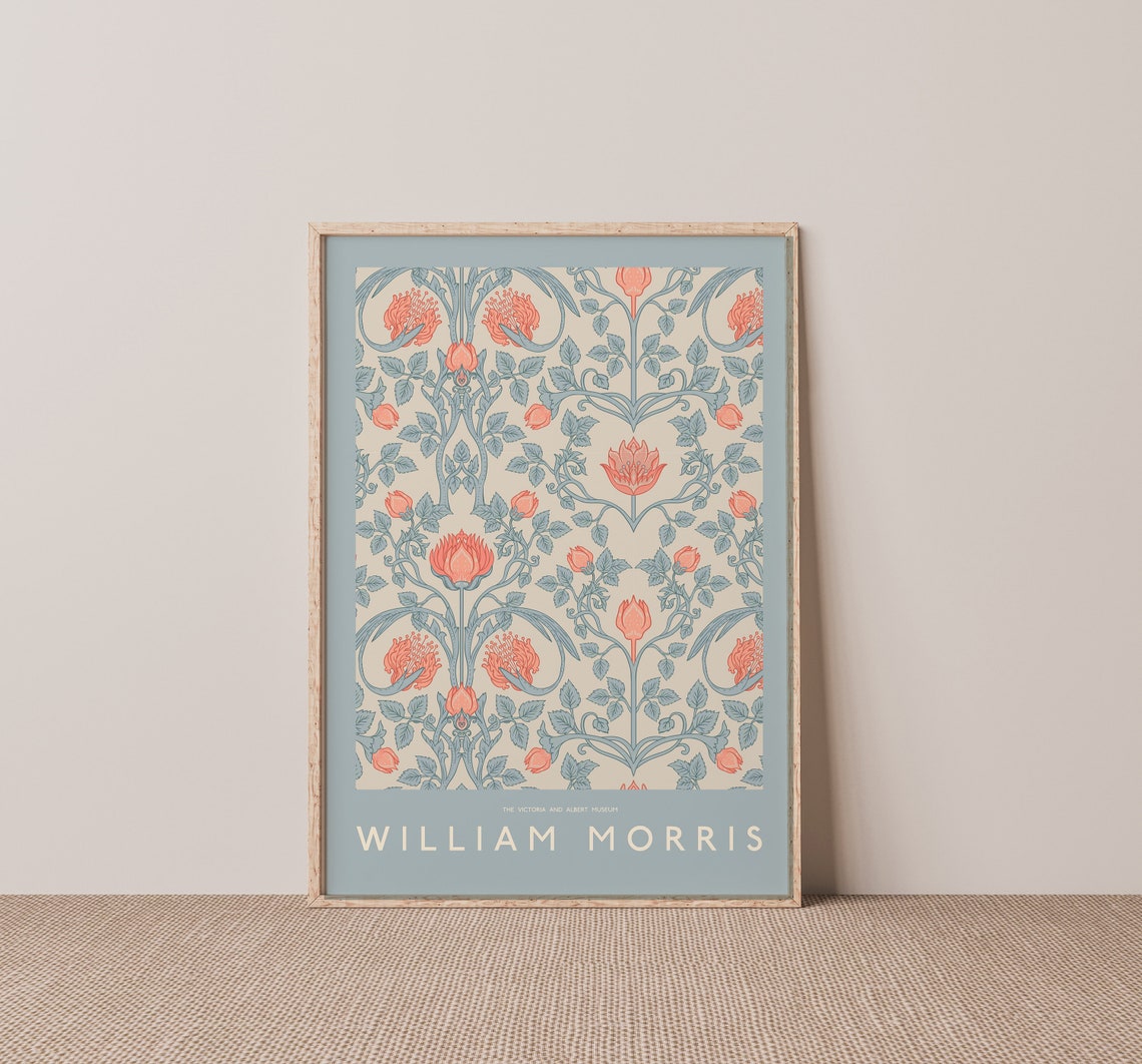 William Morris Coral Floral Pattern Victoria Albert Museum Poster - Image 2