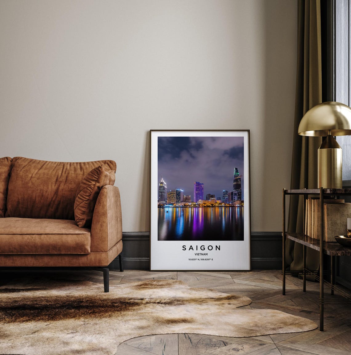 Saigon Vietnam Glowing Night Skyline River Lights Travel Poster - Image 3