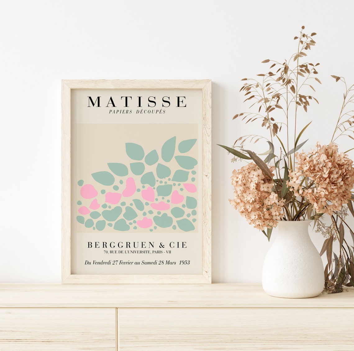 Matisse Sage Green Pink Organic Cut Out Shapes Exhibition Poster - Image 2