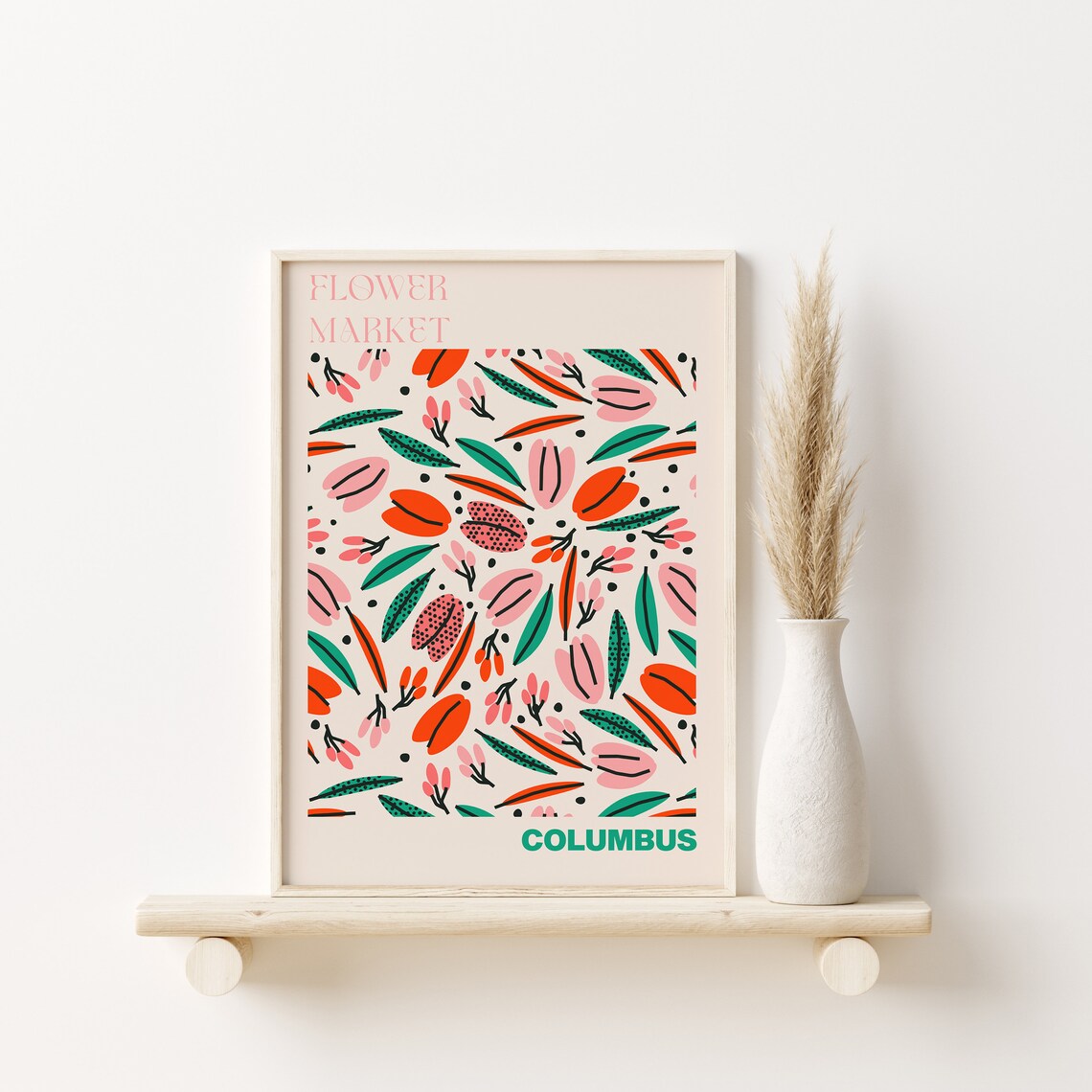 Columbus Flower Market Abstract Petal Orange Pink Leaf Poster - Image 2
