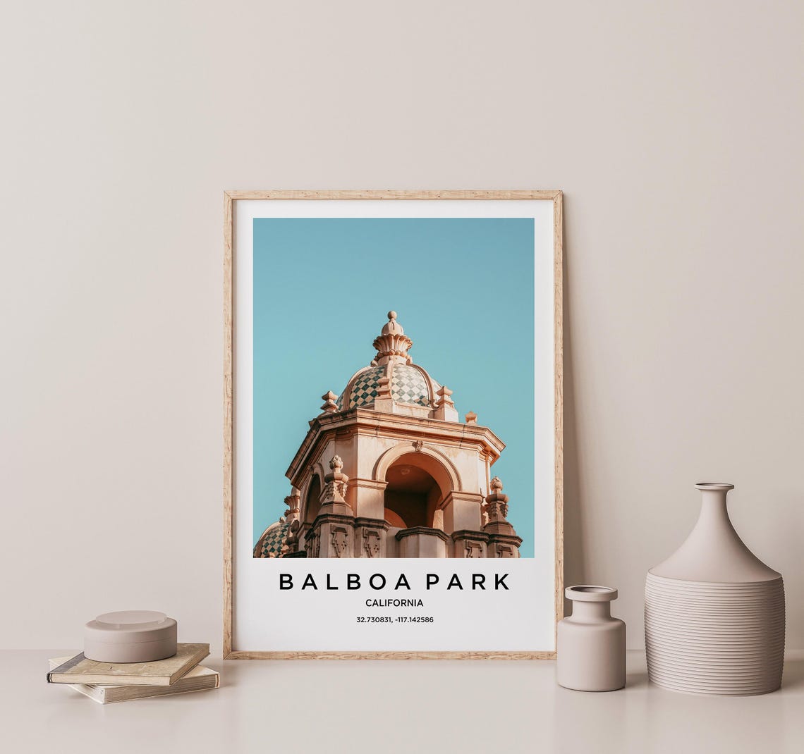 Balboa Park California Tiled Dome Bell Tower Close Up Photo Poster - Image 2