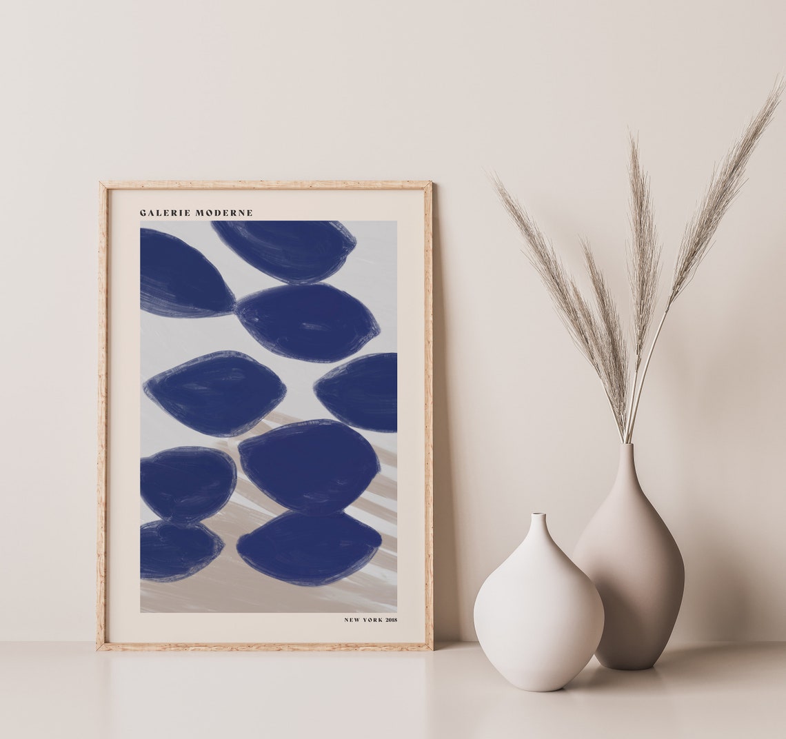 Galerie Moderne New York 2018 Navy Blue Abstract Pebble Art Poster - Image 2