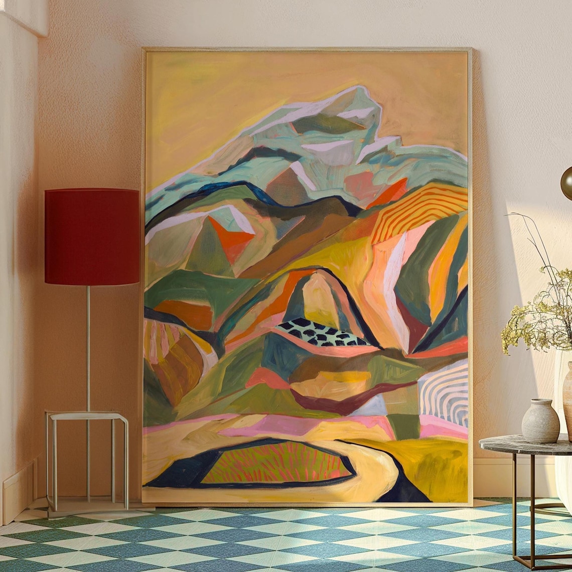 Midcentury Modern Desert Landscape Art Print, Ochre