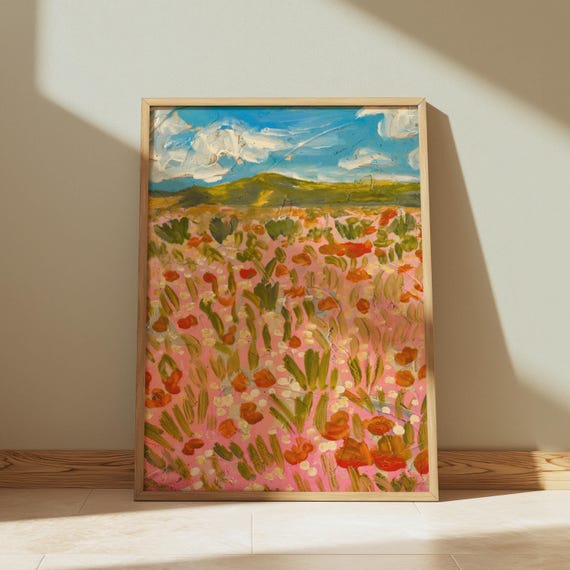Impressionist Wildflower Painting, California Desert Landscape Art Print