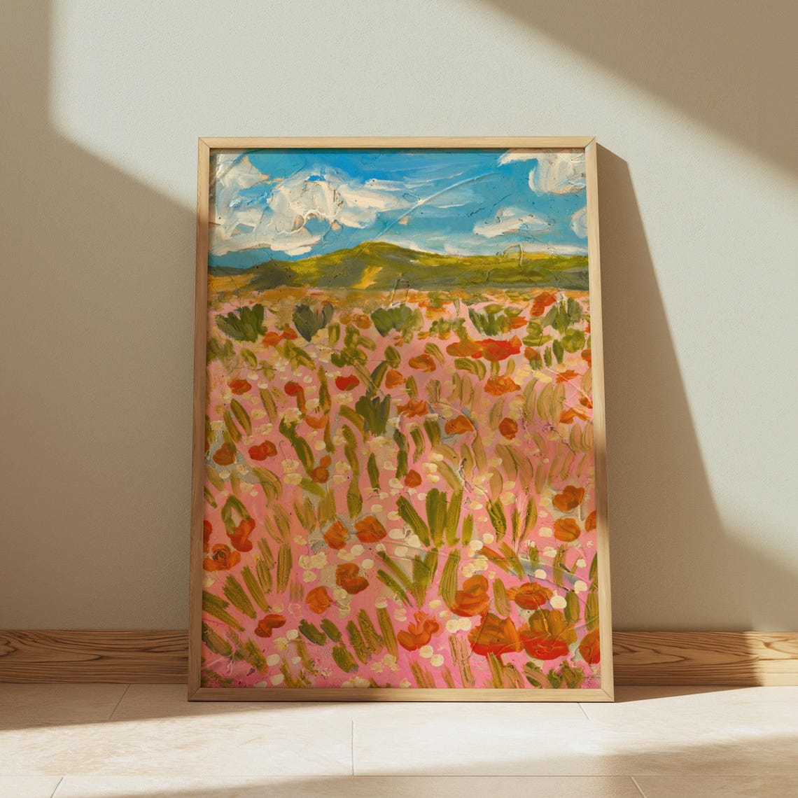 Impressionist Wildflower Painting, California Desert Landscape Art Print