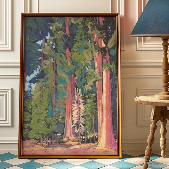 Redwood National Park Vintage Mid-Century Travel Poster