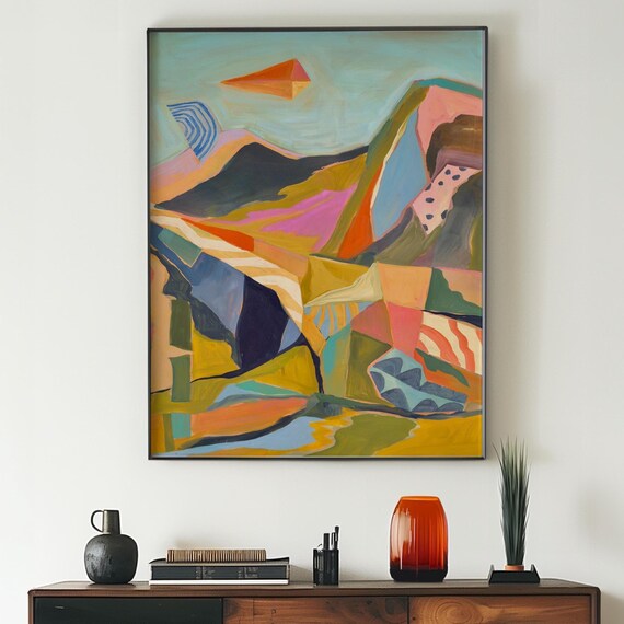 Midcentury Modern Mountain Desert Landscape Art Print