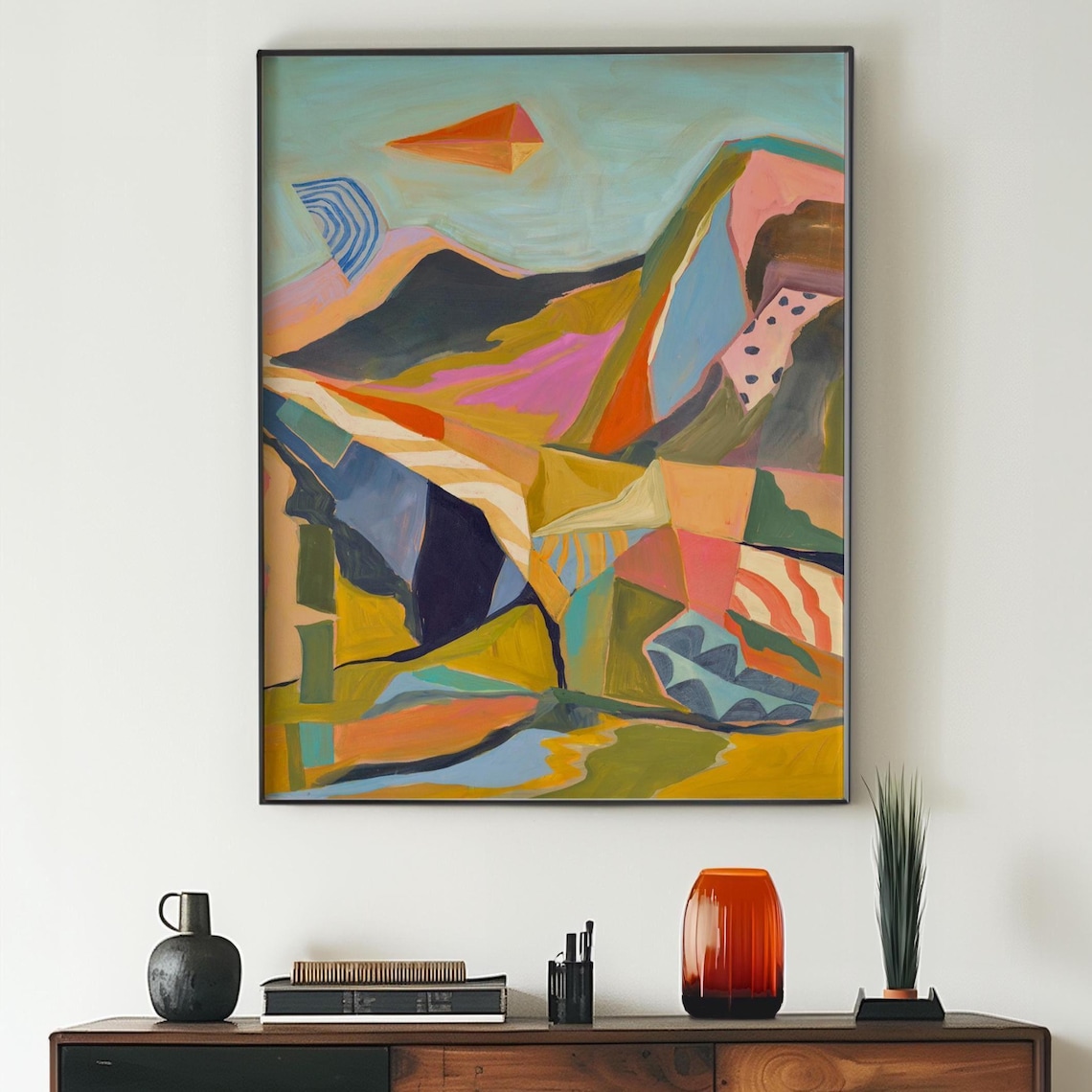 Midcentury Modern Mountain Desert Landscape Art Print