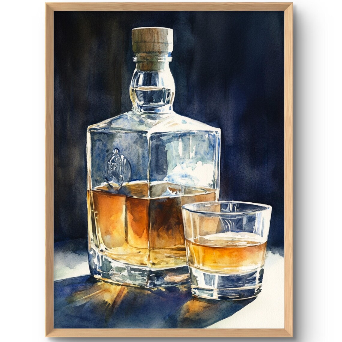Whiskey Bottle And Glass Bar Decor Art Print