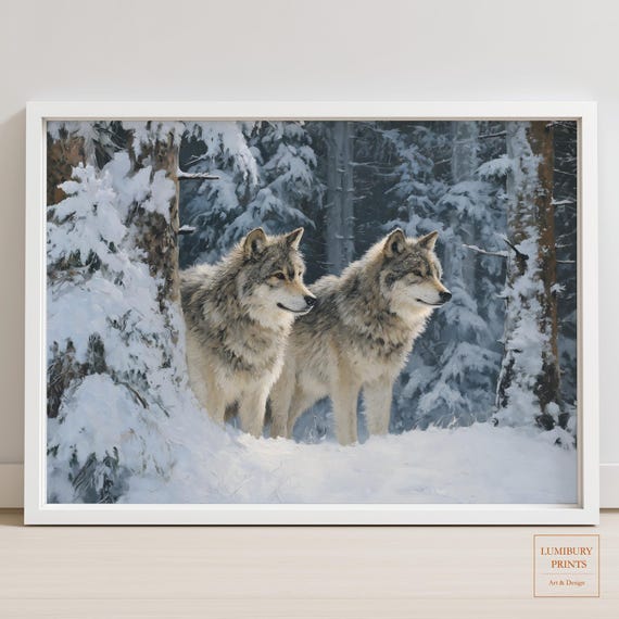 Winter Wolf Vintage Wildlife Art Print