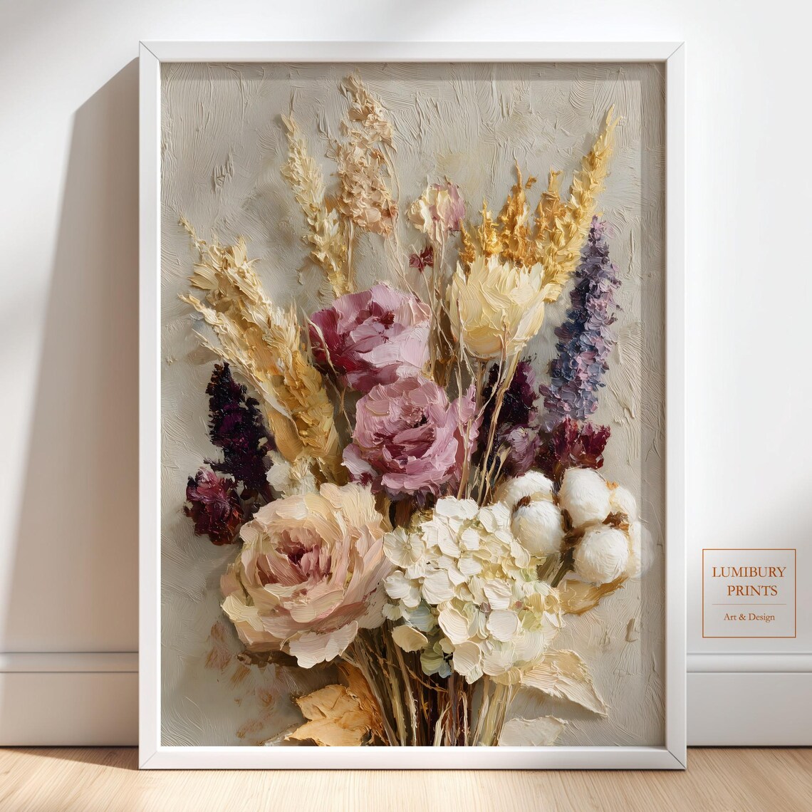 Dried Flower Wall Art Winter Floral Decor Botanical Print Farmhouse Instant