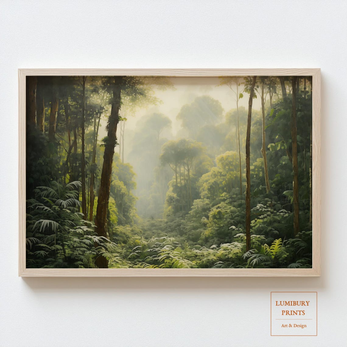 Vintage Forest Print Green Landscape Wall Art Botanical Relaxing Home Decor