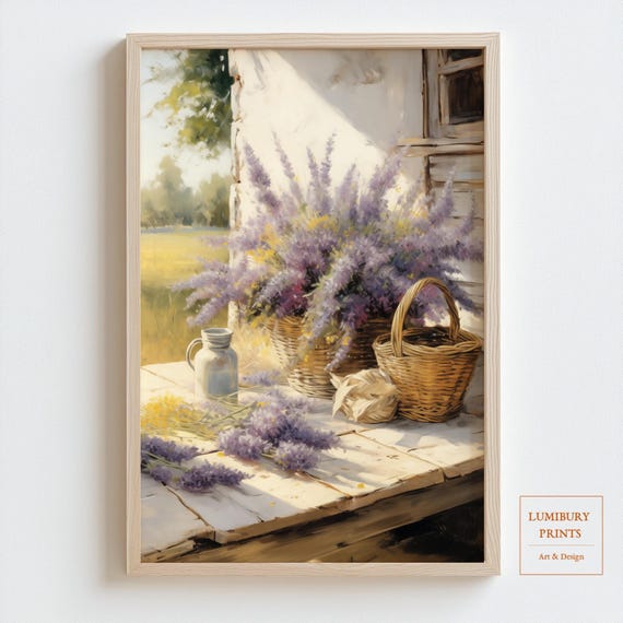 Lavender Wall Art Botanical Print Rustic Kitchen Farmhouse Floral Decor Provence