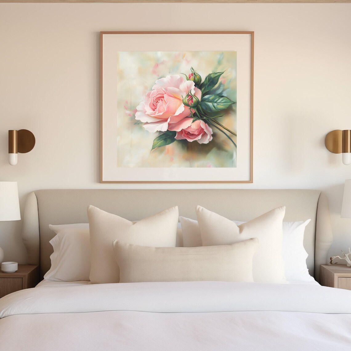 Spring Rose Flower Painting, Muted Vintage Botanical Art - Image 3