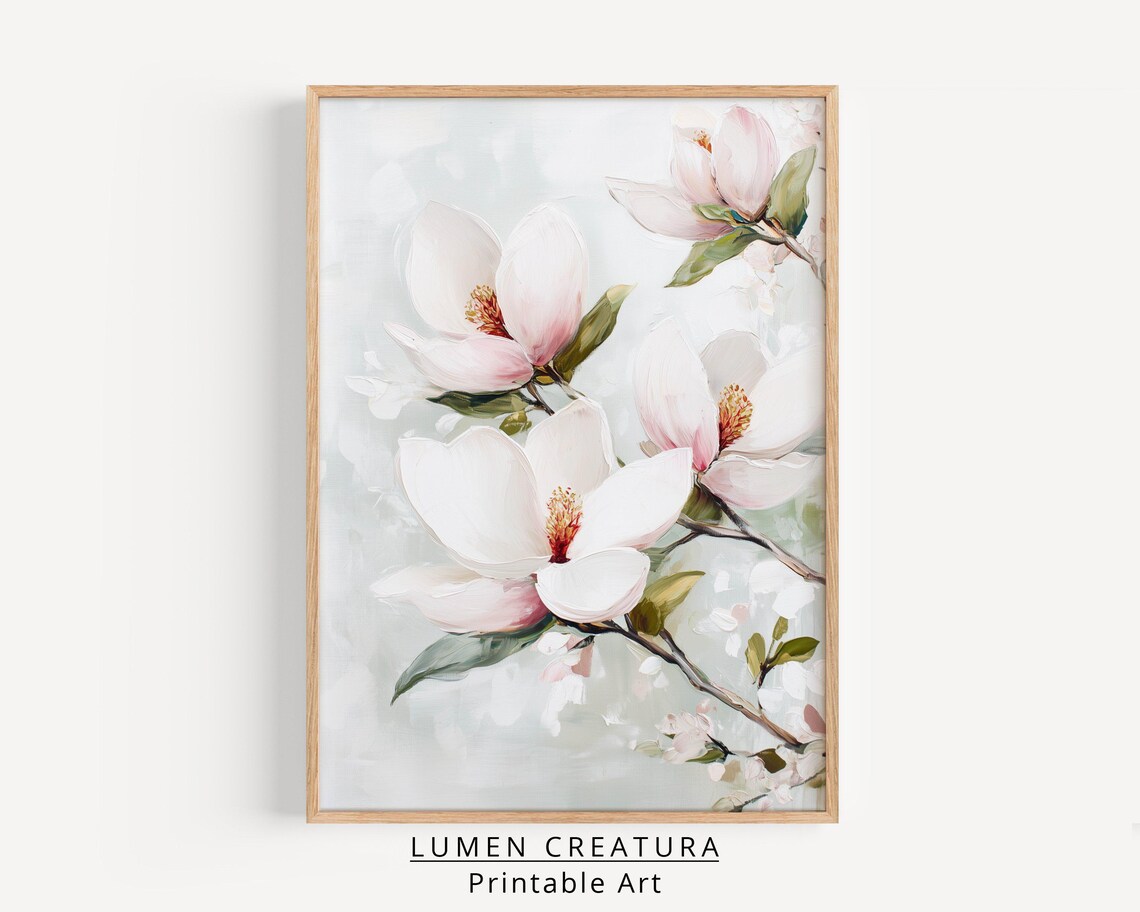 Magnolias Flower, Muted Vintage Botanical Art - Image 4