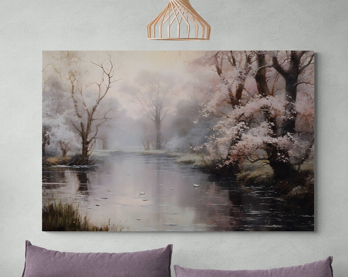 Vintage Forest River, Spring Painting - Image 3