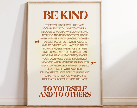 Be Kind To Yourself and Others Retro Art Print