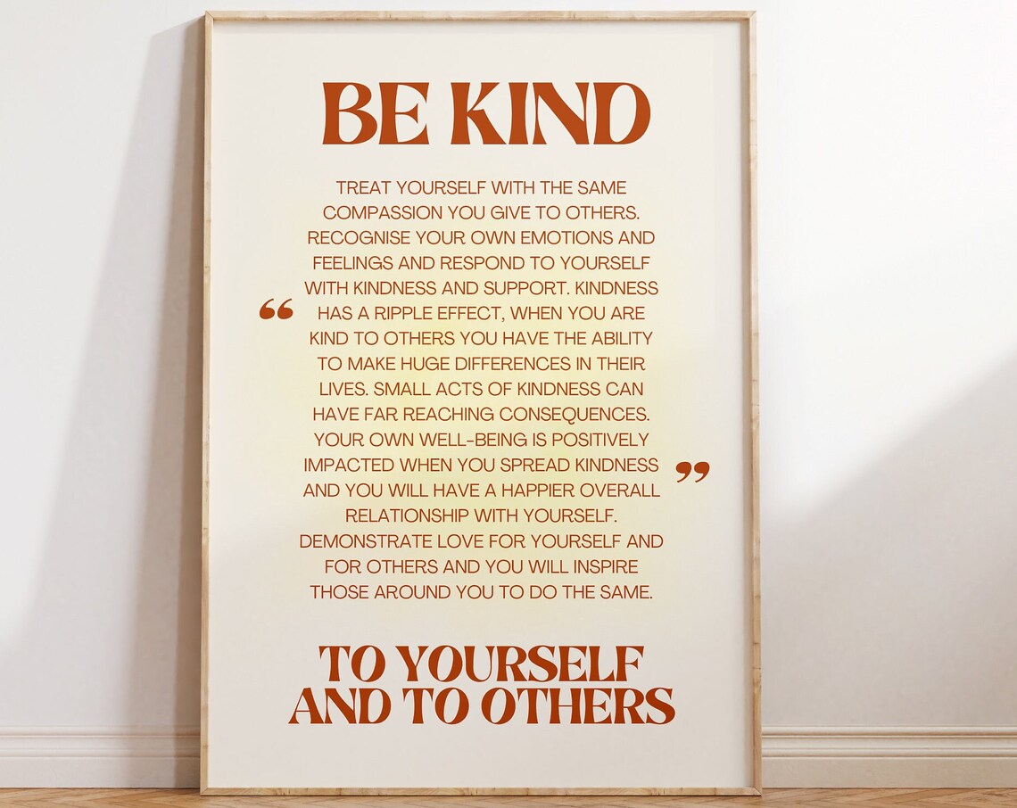 Be Kind To Yourself and Others Retro Art Print