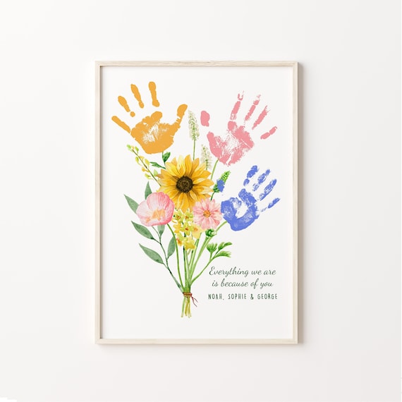 Mothers Day Handprint Personalized Mum Art Print