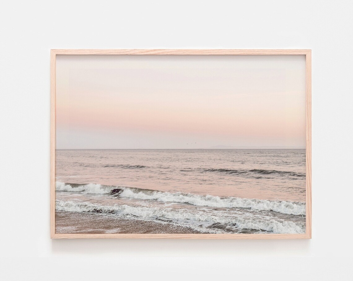 Neutral Coastal Print, Pastel Ocean Photography