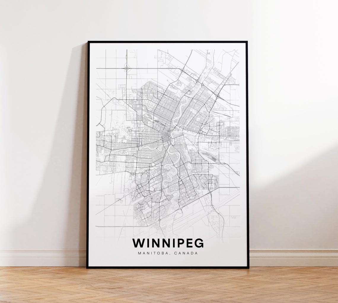 Winnipeg Manitoba Canada Minimalist City Street Map Modern Poster