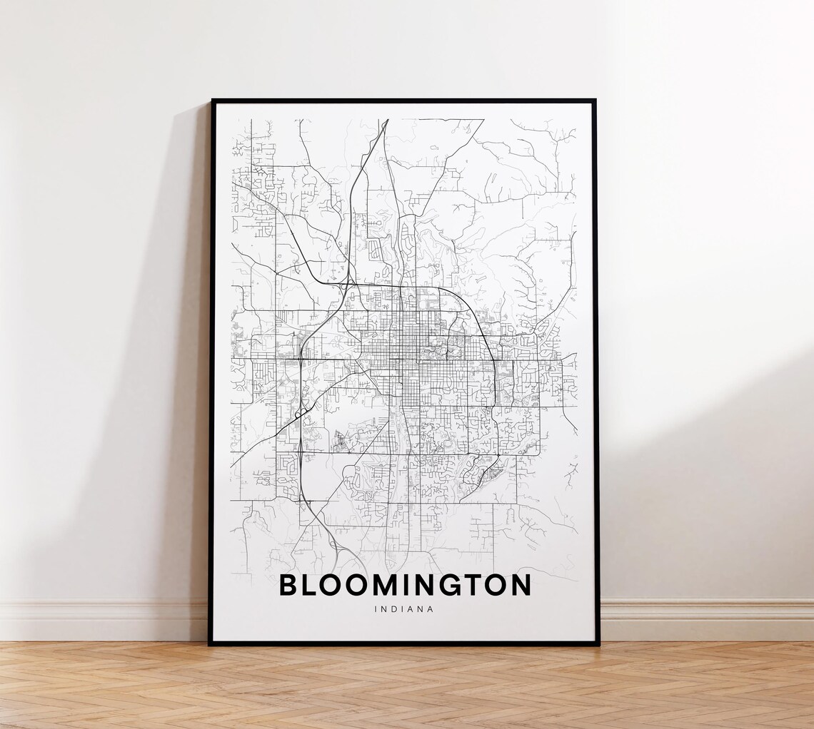 Bloomington Indiana City Street Map Minimalist Line Art Poster