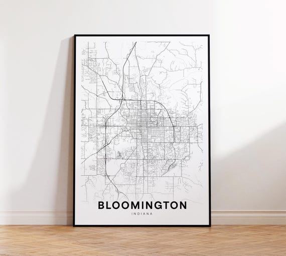 Bloomington City Map Print Street Poster Indiana Art Road Wall Office Decor