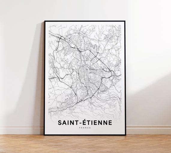 Sainttienne City Map Saint Etienne Street France Modern Print Wall Art