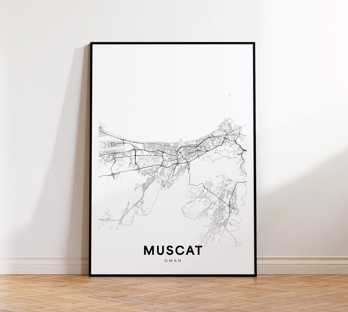 Muscat City Map Print Poster Oman Art Street Road Wall