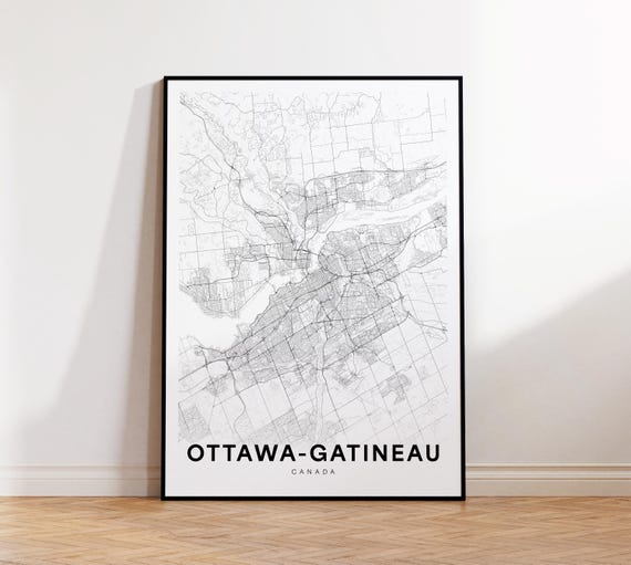 Ottawagatineau City Map Print Street Poster Ontarioquebec Decor Road Wall Art
