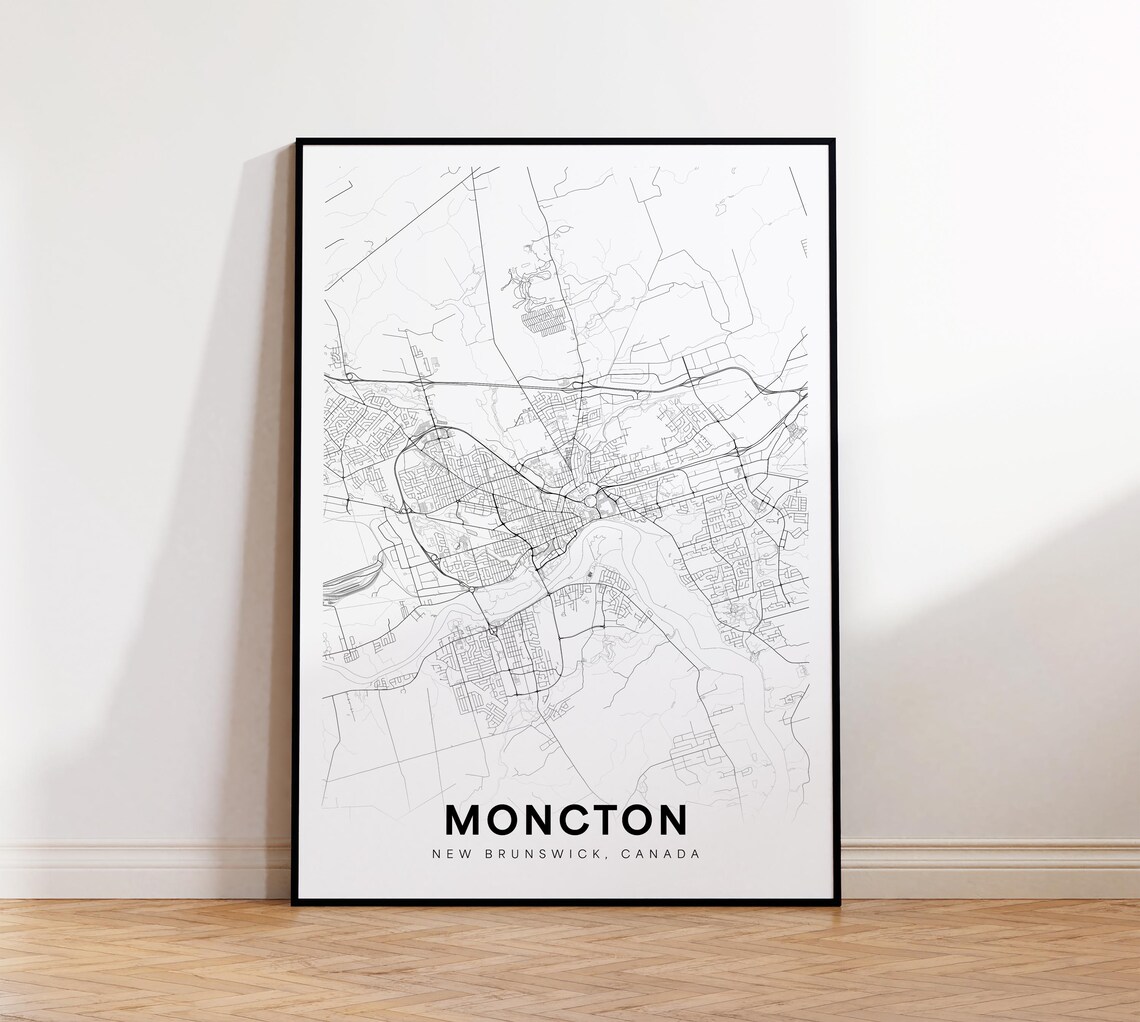Moncton New Brunswick Canada City Street Map Minimalist Poster
