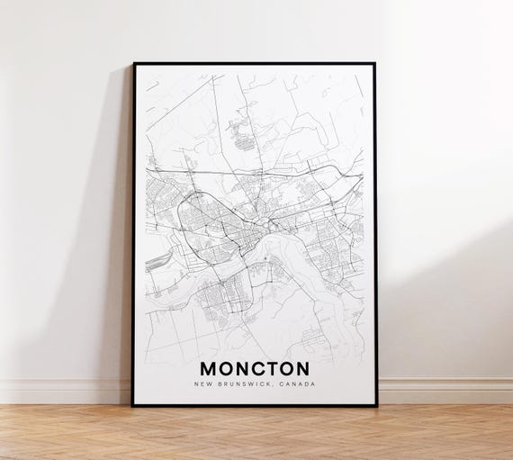 Moncton City Map Print Street Poster New Brunswick Decor Road Wall Art Living Room