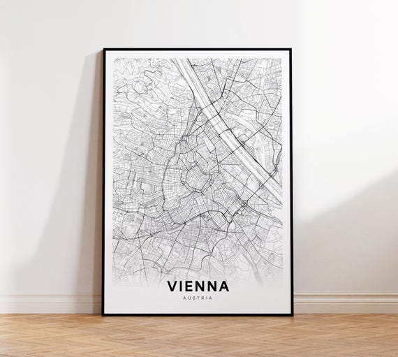 Vienna City Map Print Street Poster Austria Art Road Minimalist Living Room Decor