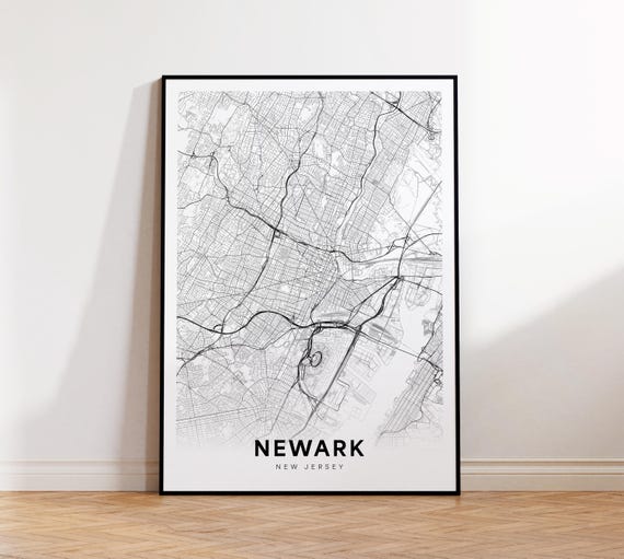 Newark City Map Poster Nj Street New Jersey Print Road Wall Art Home Decor