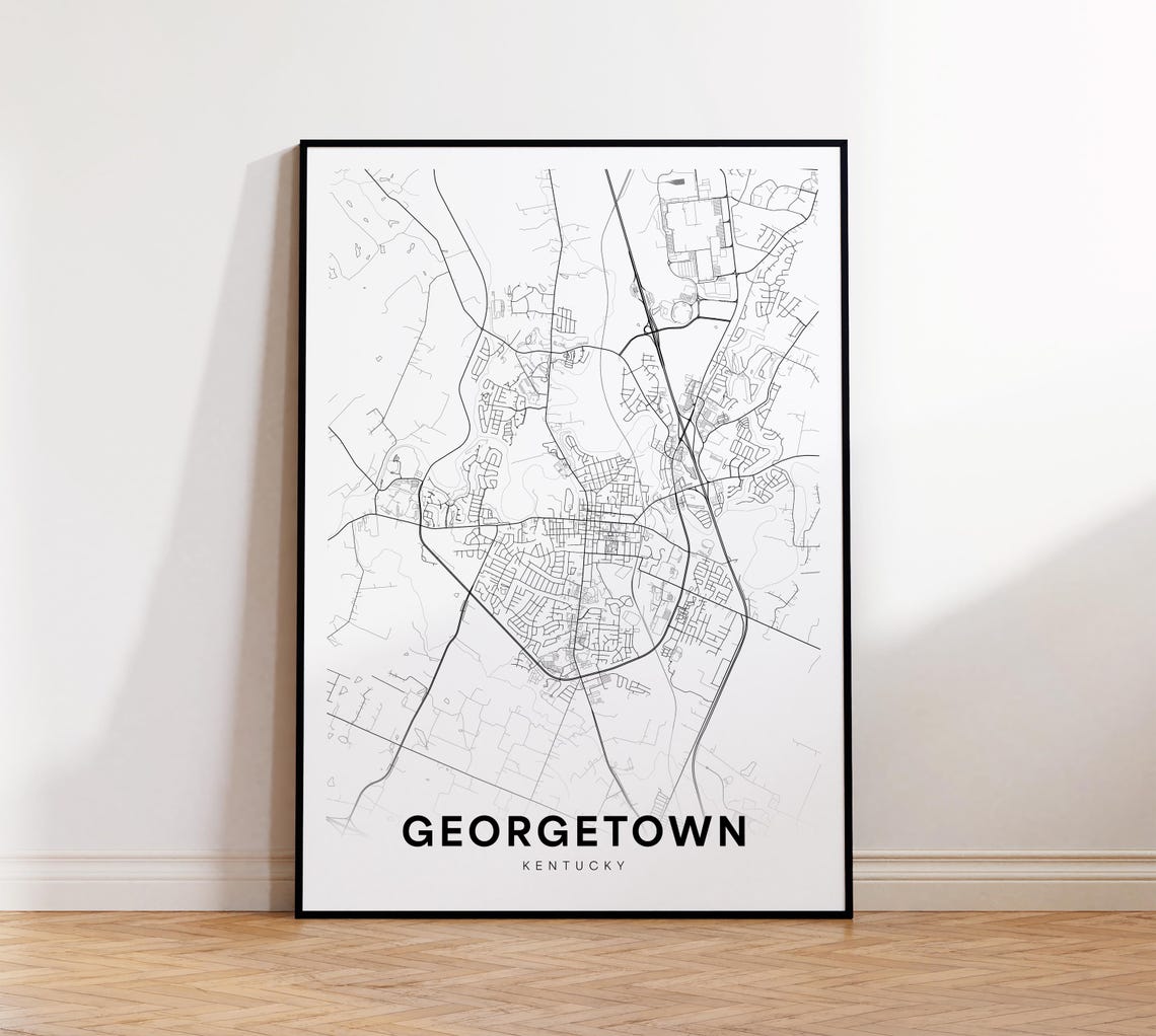 Georgetown Ky City Map Street Kentucky Usa Poster Modern Road Minimalist Decor Home Office Wall