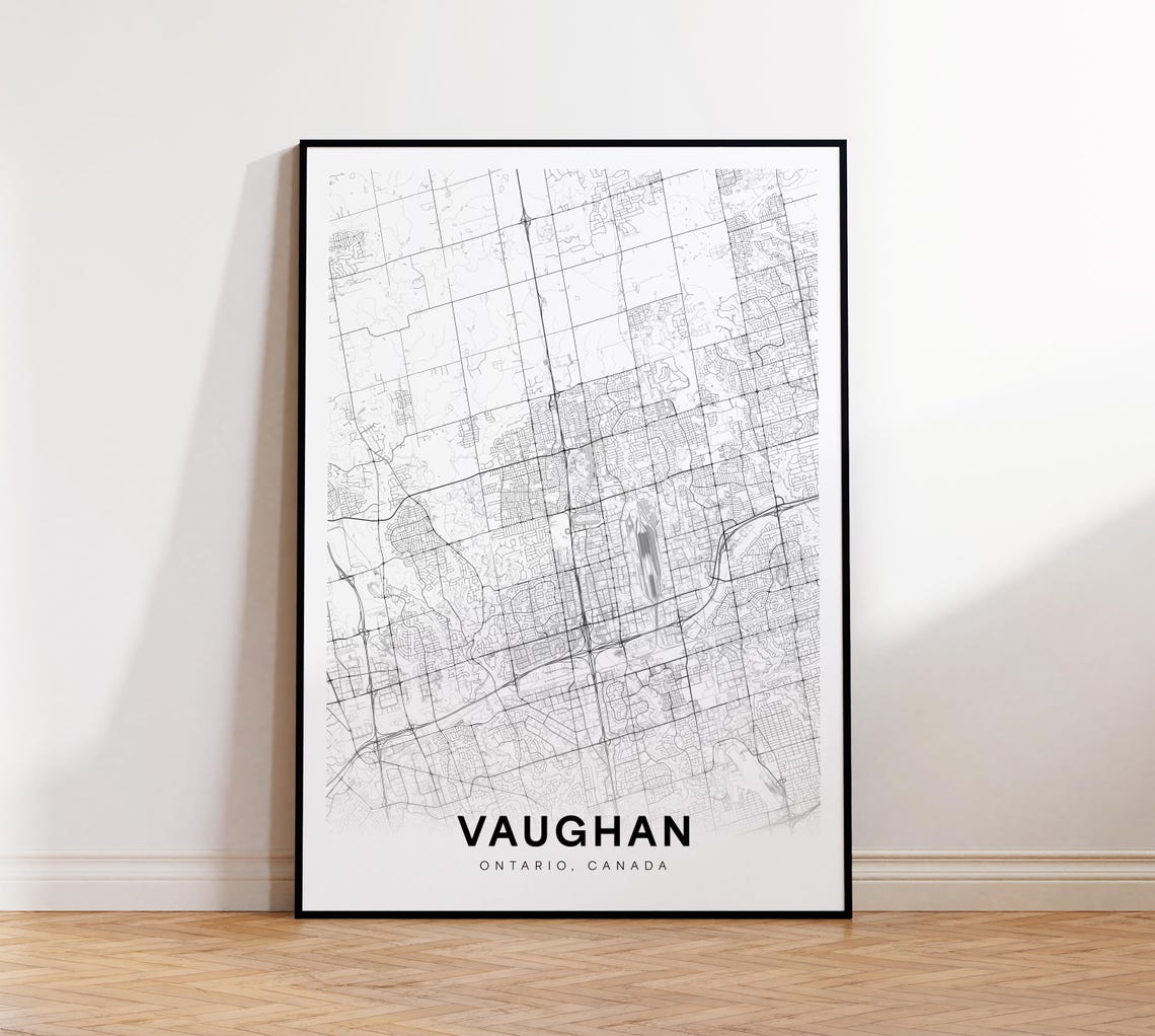 Vaughan City Map Print Street Poster Ontario Decor Road Wall Art Office Room