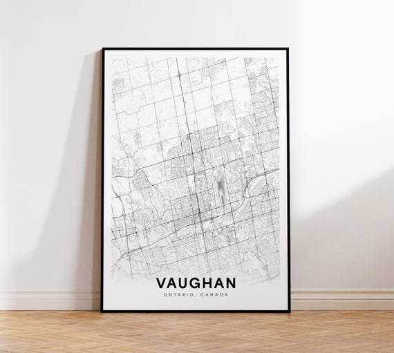 Vaughan City Map Print Street Poster Ontario Decor Road Wall Art Office Room