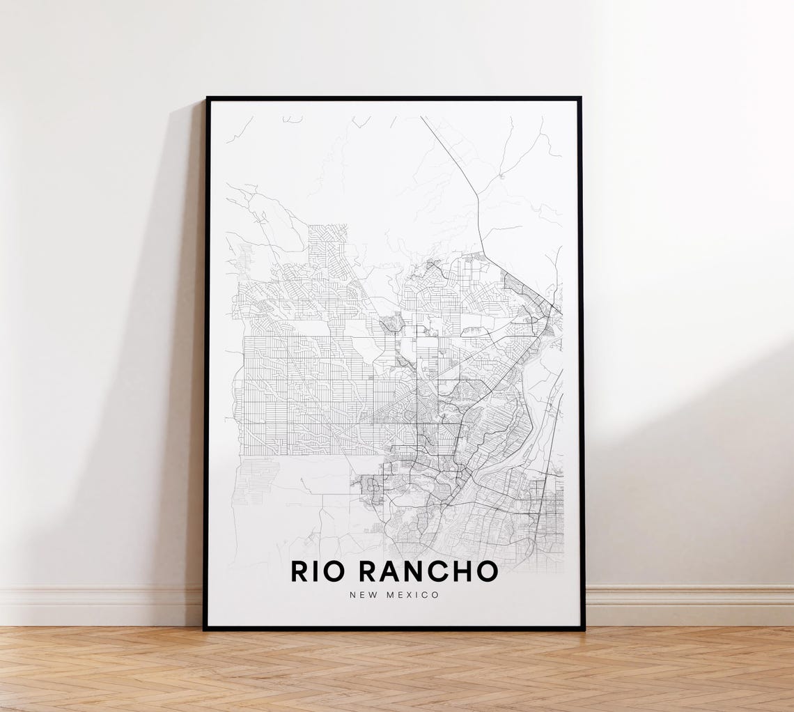 Rio Rancho New Mexico Modern Minimalist City Street Map Poster