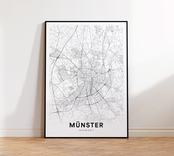 Mnster City Map Wall Art Minimalist Munster Poster Travel Gift Modern Unique