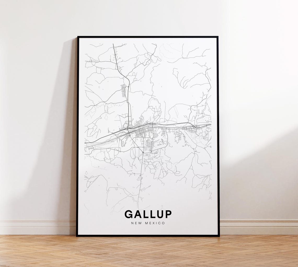 Gallup New Mexico Minimalist Black And White Street Map Poster