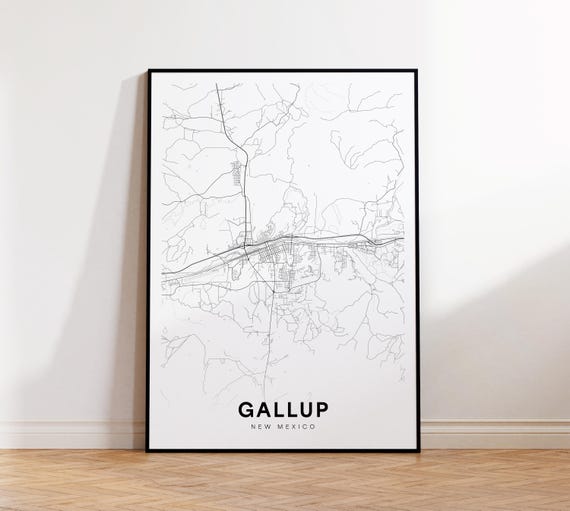 Gallup City Map Print Street Poster New Mexico Art Road Minimalist Living Room Decor