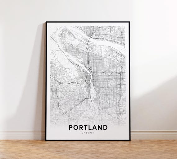 Portland Or City Map Street Oregon Usa Poster Modern Road Minimalist Office Wall Decor