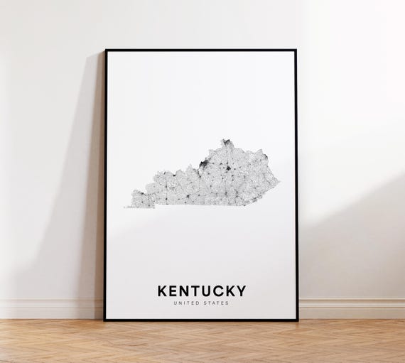 Kentucky State Map Print Poster Of Area Minimalist Ky Road Modern Wall Decor