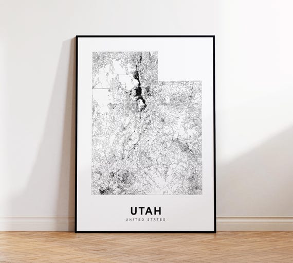 Utah Map Print State Minimalist Ut Usa Art Gift Wall Home Decor