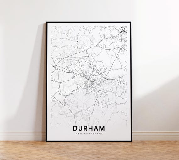 Durham City Map Print Street Poster New Hampshire Art Road Minimalist Living Room Decor