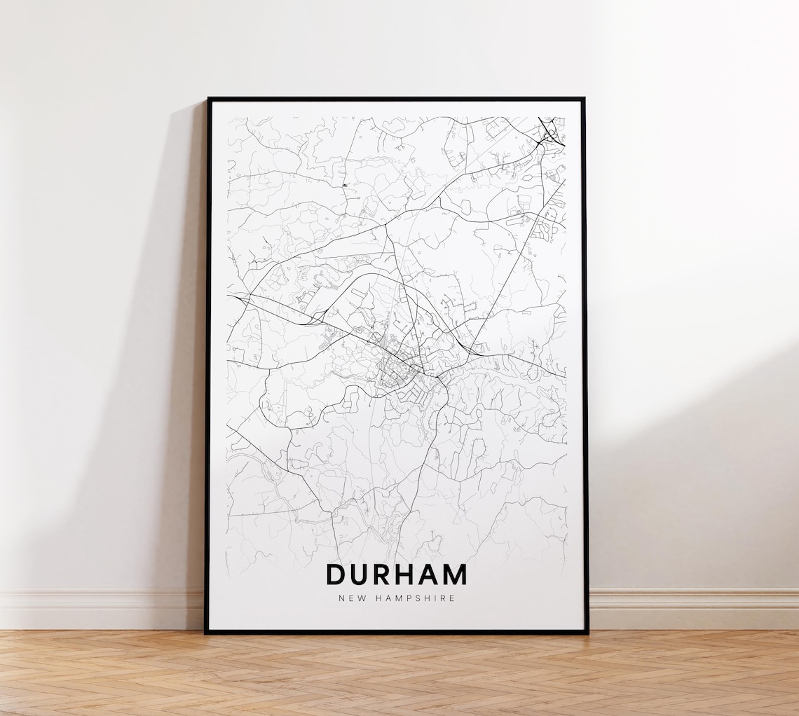 Durham New Hampshire Minimalist Street Map Monochrome Travel Poster