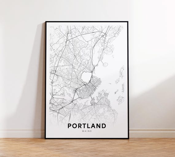 Portland City Map Print Street Poster Maine Art Road Wall Office Decor